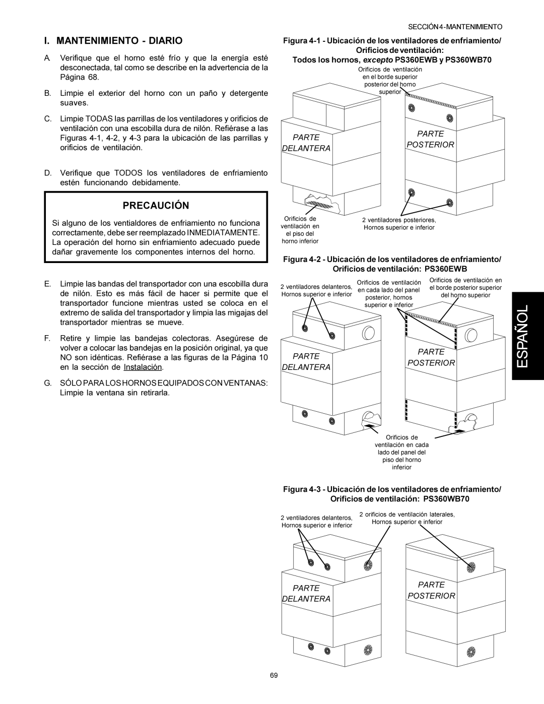 Middleby Marshall PS360S, PS360WB, PS360Q, PS310, PS314 installation manual Mantenimiento Diario 