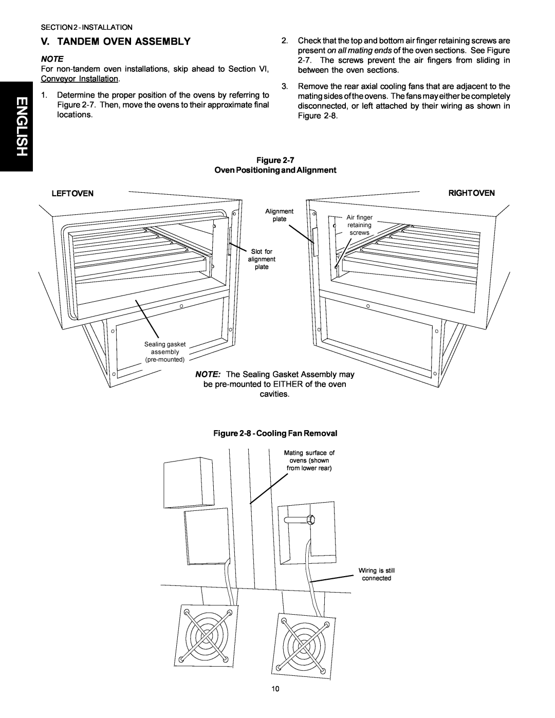 Middleby Marshall PS310, PS360WB English, V. Tandem Oven Assembly, Oven Positioning and Alignment, Leftoven, Rightoven 