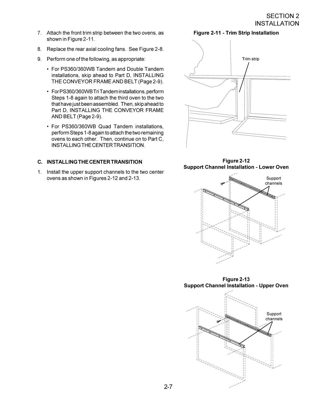 Middleby Marshall PS360WB installation manual Installingthecentertransition, Installing the Center Transition 