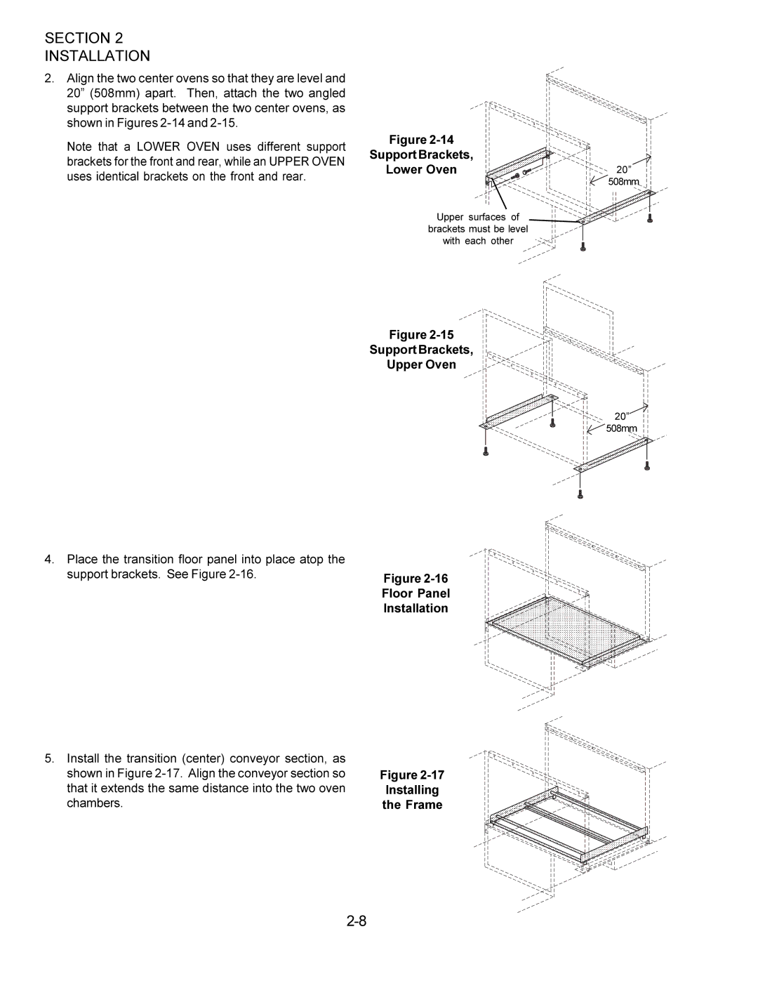 Middleby Marshall PS360WB installation manual Support Brackets Lower Oven, Support Brackets Upper Oven 