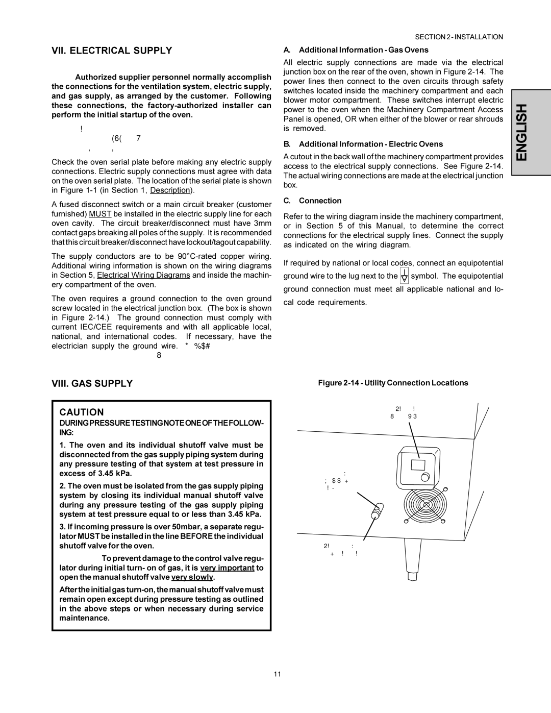 Middleby Marshall PS360-L VII. Electrical Supply, VIII. GAS Supply, Duringpressuretestingnoteoneofthefollow- Ing 