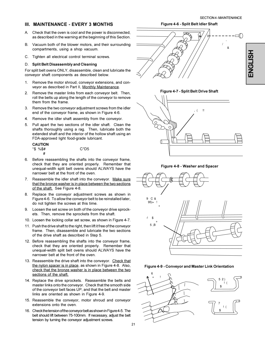 Middleby Marshall PS360-L, PS360WB-U III. Maintenance Every 3 Months, Split Belt Disassembly and Cleaning 