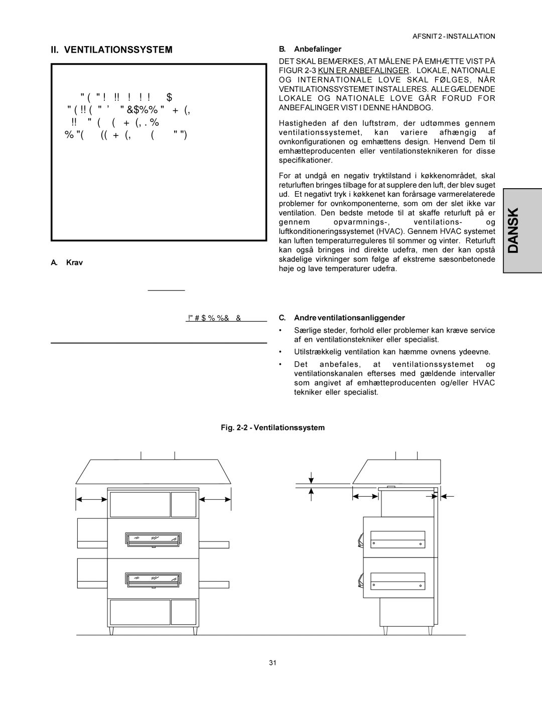 Middleby Marshall PS360-L, PS360WB-U II. Ventilationssystem, Krav, Anbefalinger, Andre ventilationsanliggender 