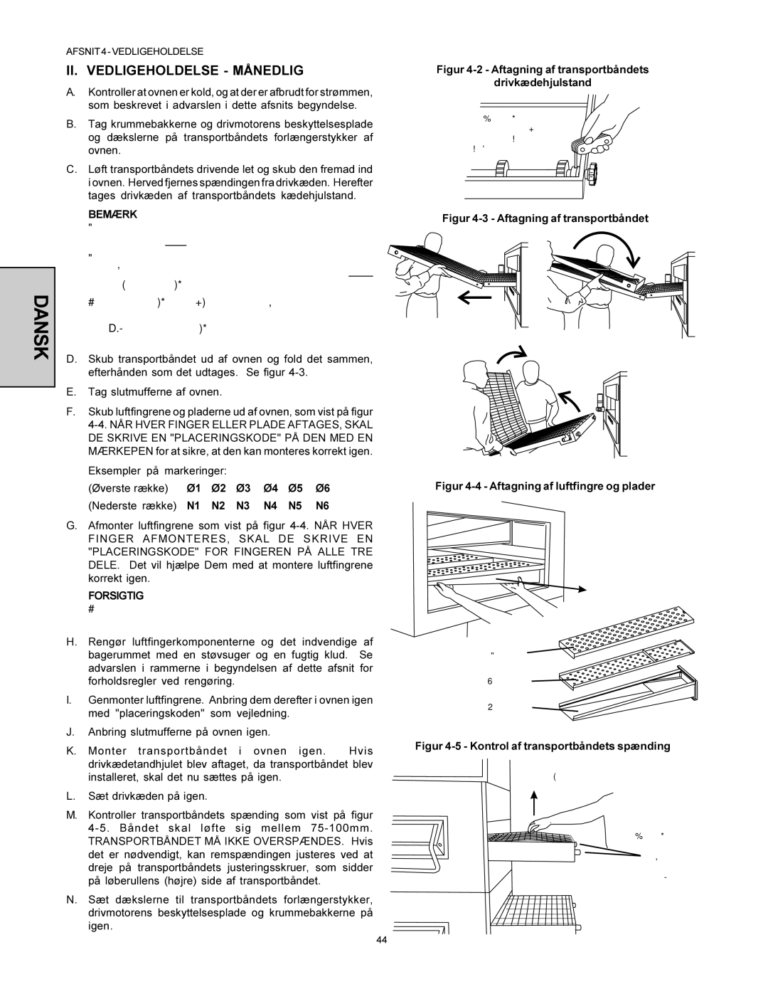 Middleby Marshall PS360WB-U, PS360-L installation manual II. Vedligeholdelse Månedlig, Eksempler på markeringer 