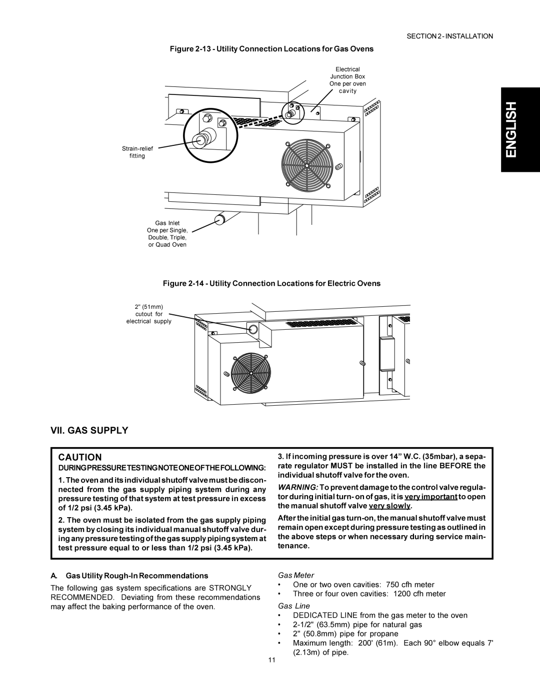 Middleby Marshall PS500 installation manual VII. GAS Supply, Duringpressuretestingnoteoneofthefollowing 