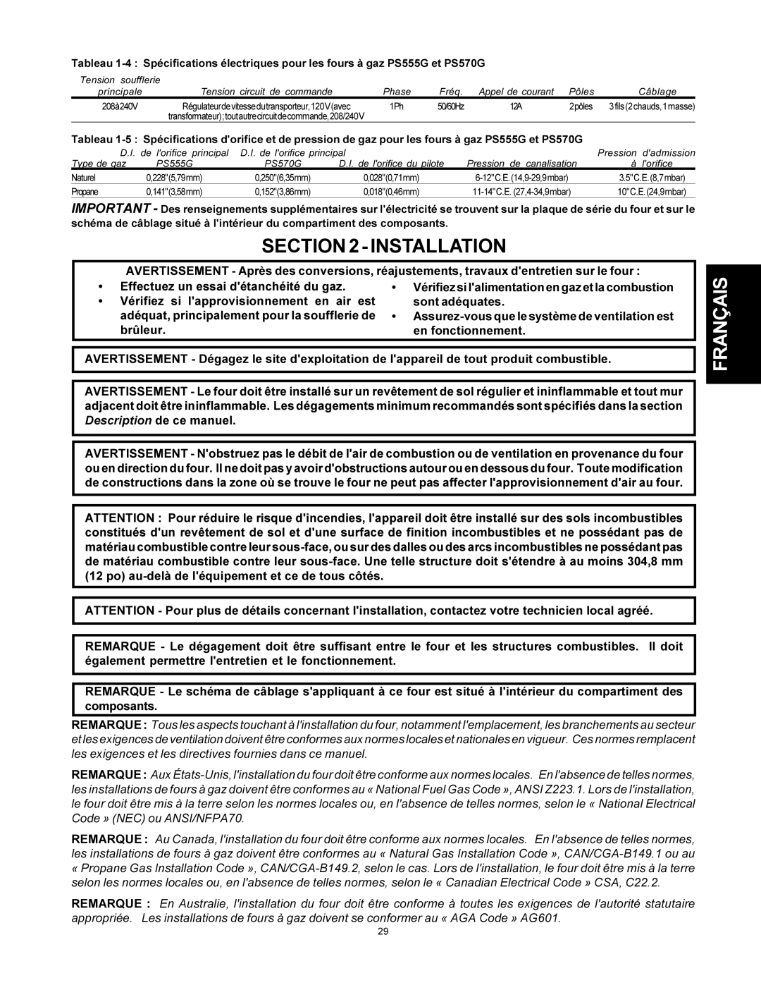 Middleby Marshall PS500 Vérifiez si lalimentation en gaz et la combustion, Assurez-vous que le système de ventilation est 