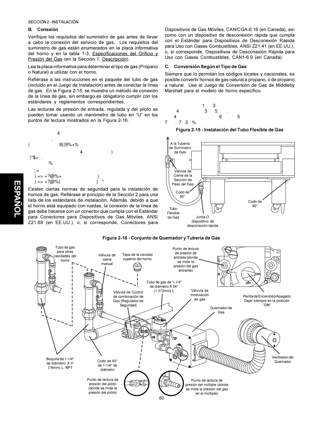 Middleby Marshall PS500 installation manual Conversión Según el Tipo de Gas 