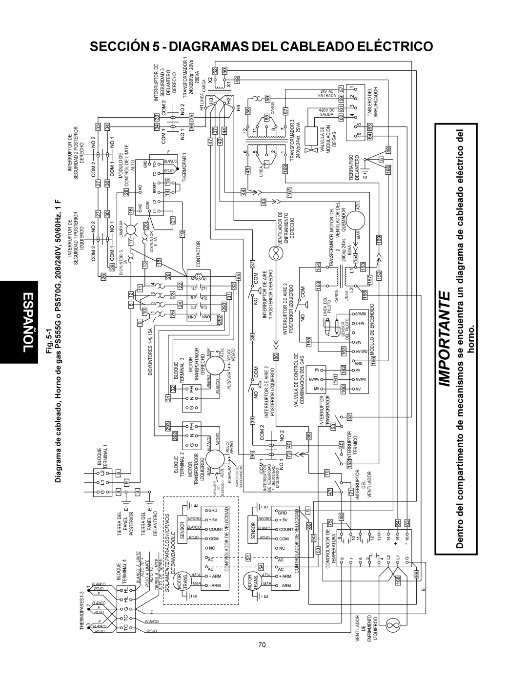 Middleby Marshall PS500 installation manual Diagramas DEL Cableado, Eléctrico 