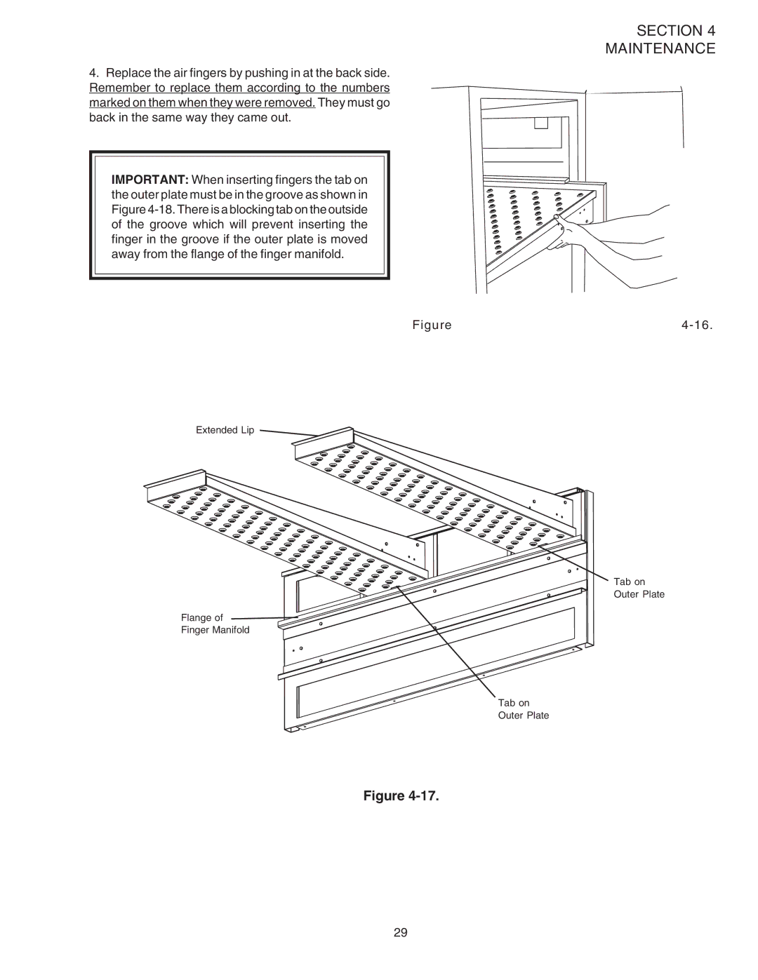 Middleby Marshall PS520 installation manual Extended Lip Tab on Outer Plate Flange Finger Manifold 