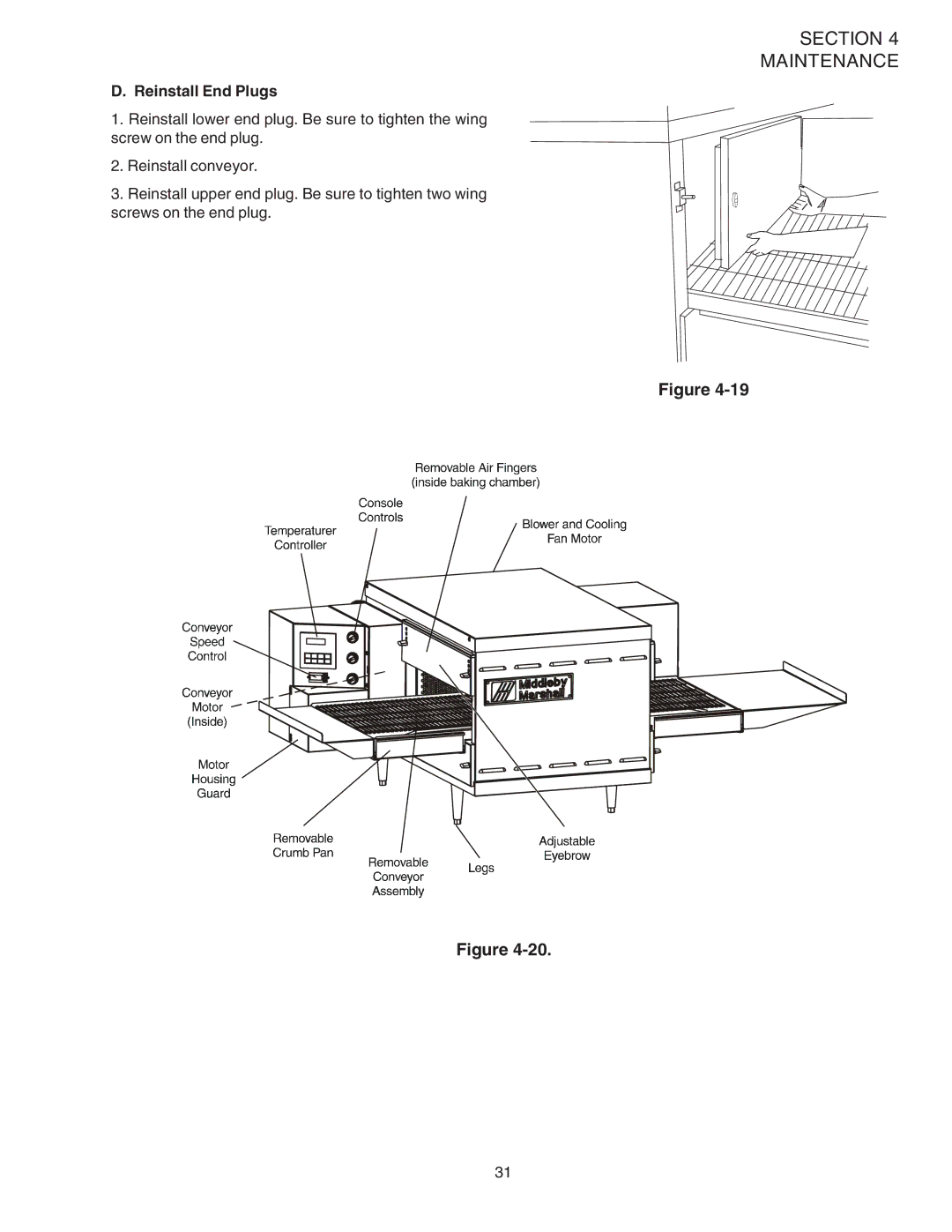 Middleby Marshall PS520 installation manual Reinstall End Plugs 