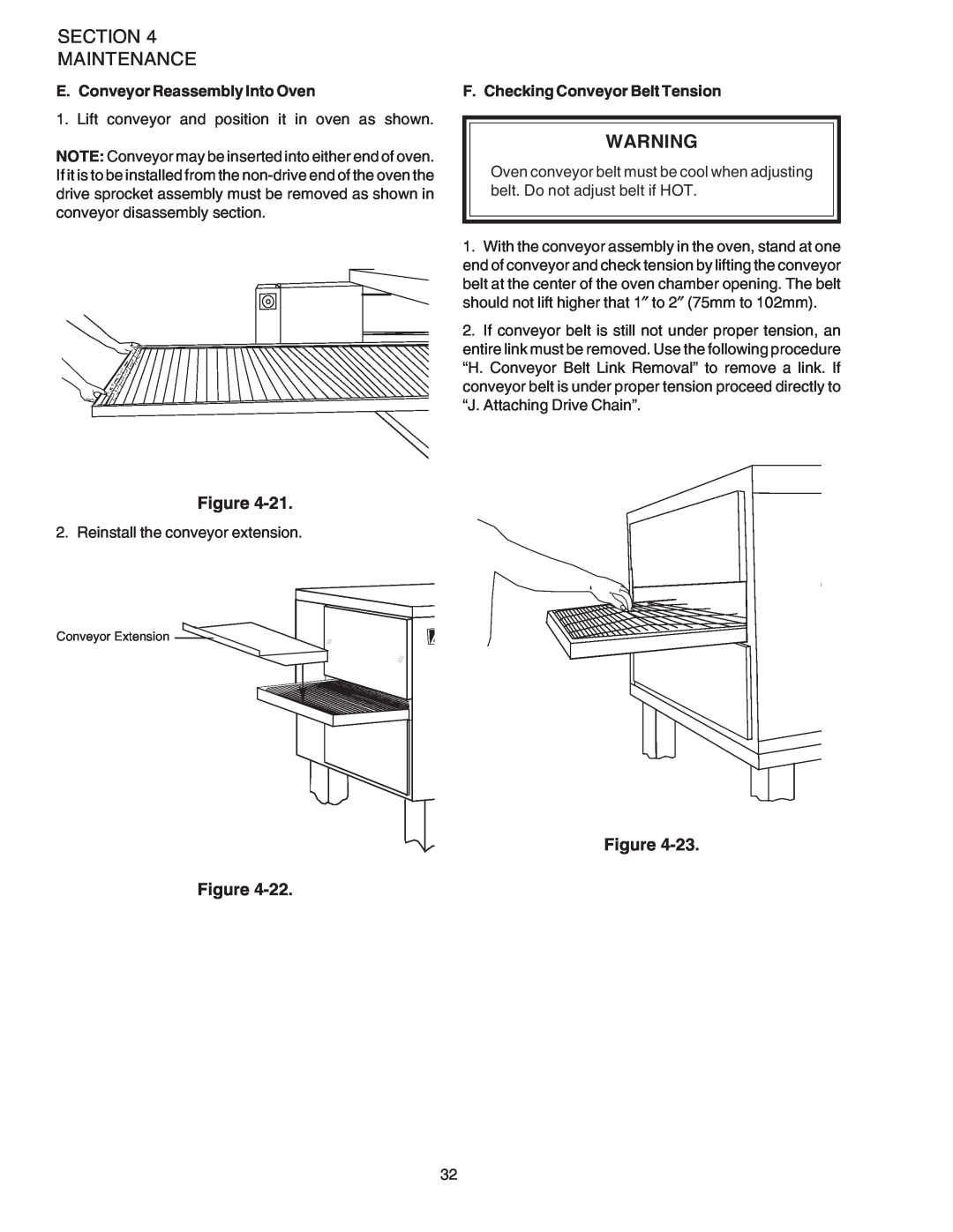 Middleby Marshall PS520 installation manual Section Maintenance, Figure Figure, E. Conveyor Reassembly Into Oven 