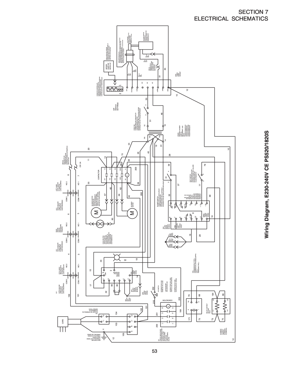 Middleby Marshall installation manual Section Electrical Schematics, Wiring Diagram, E230-240VCE PS520/1820S 