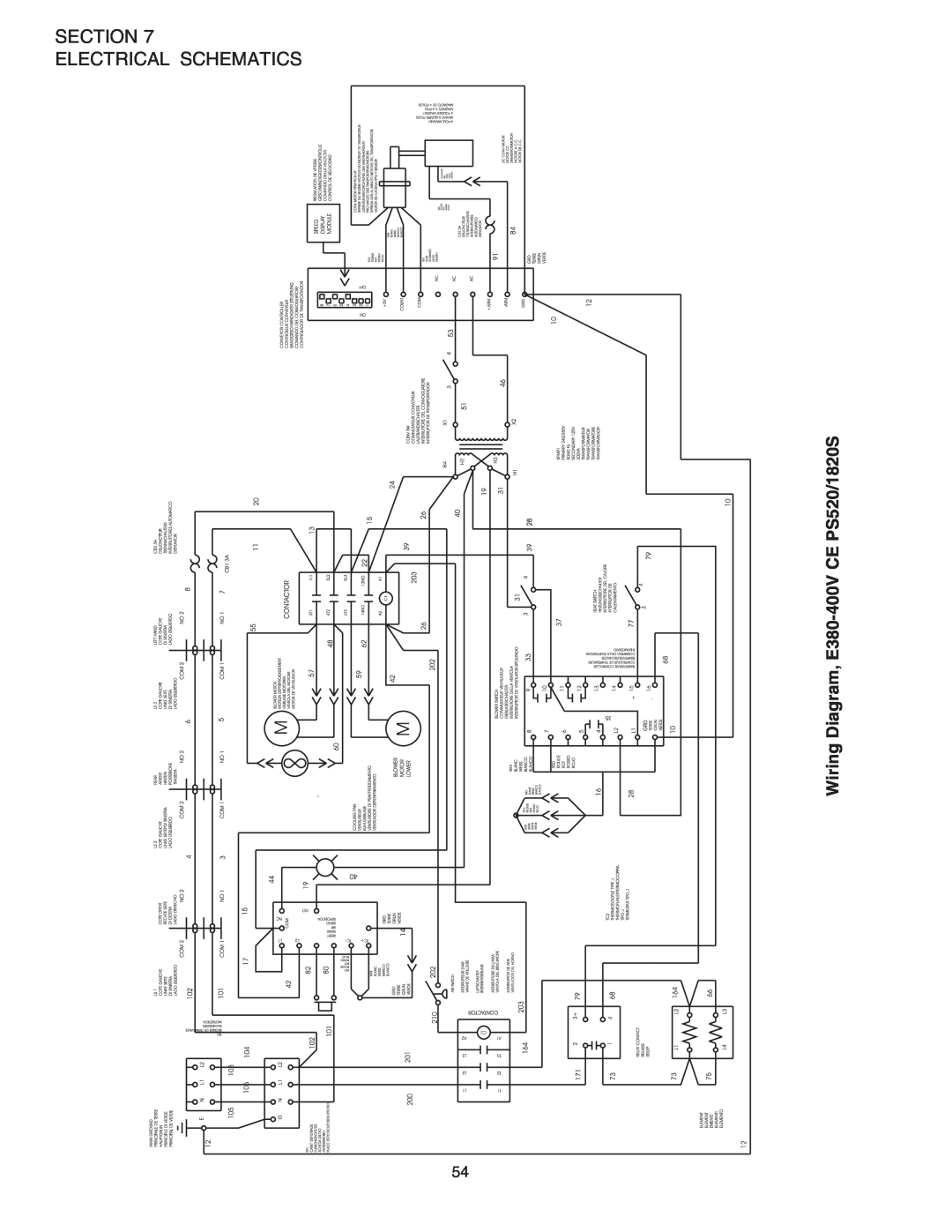 Middleby Marshall installation manual Section Electrical Schematics, Wiring Diagram, E380-400VCE PS520/1820S 