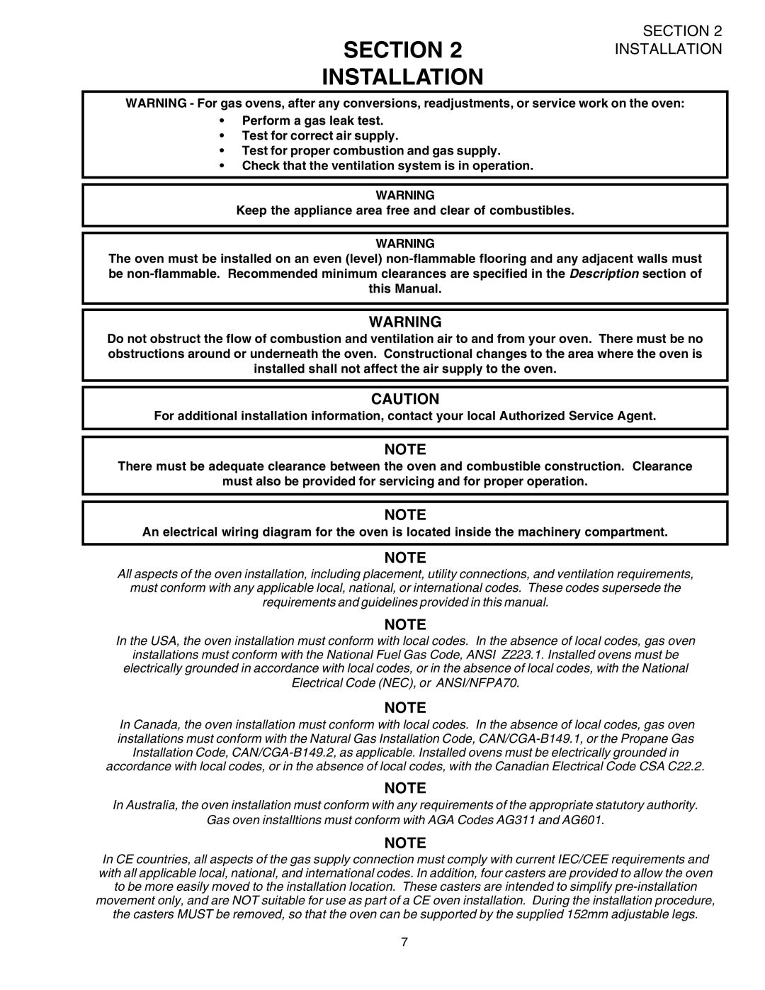 Middleby Marshall PS520G installation manual Section Installation 