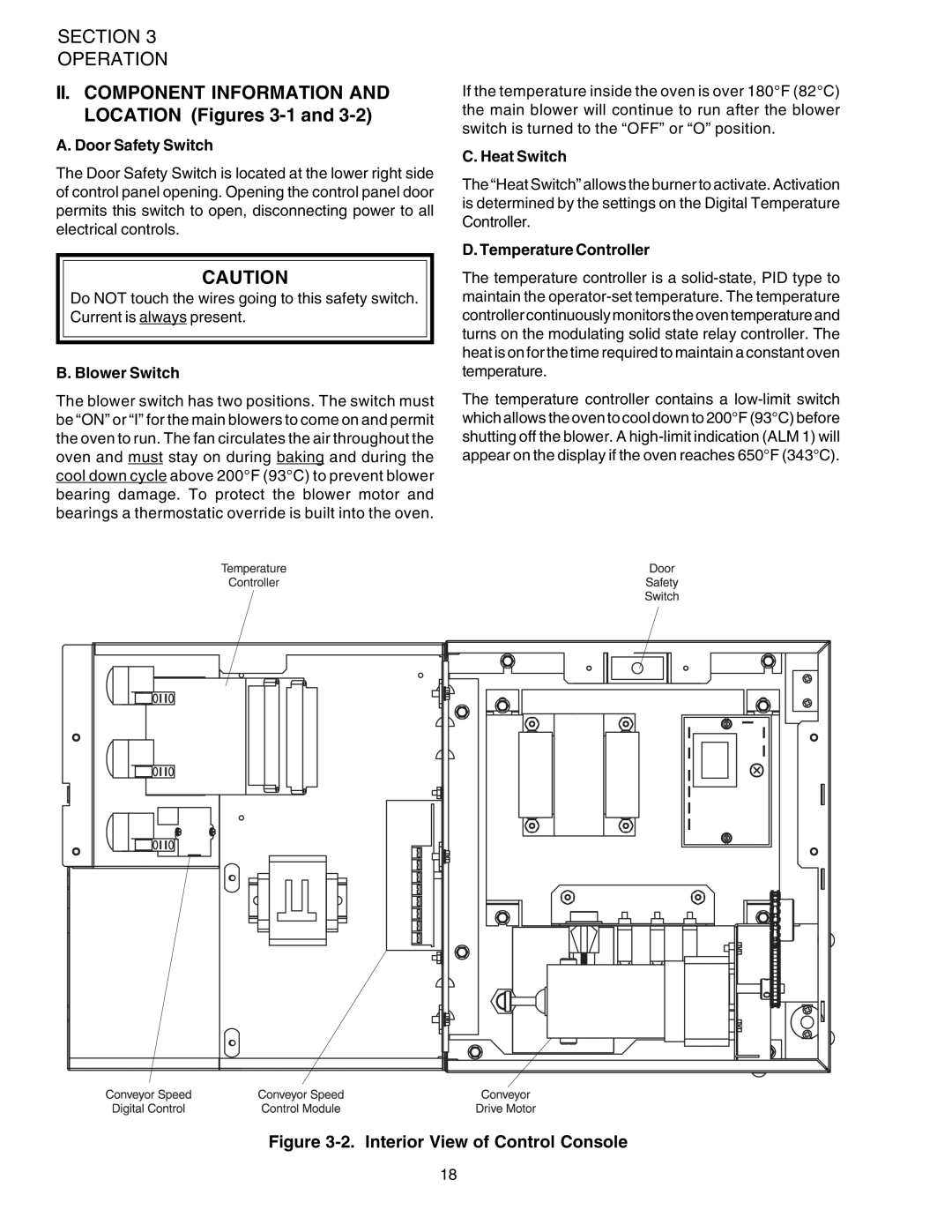 Middleby Marshall PS520G installation manual Door Safety Switch, Blower Switch, Heat Switch, Temperature Controller 