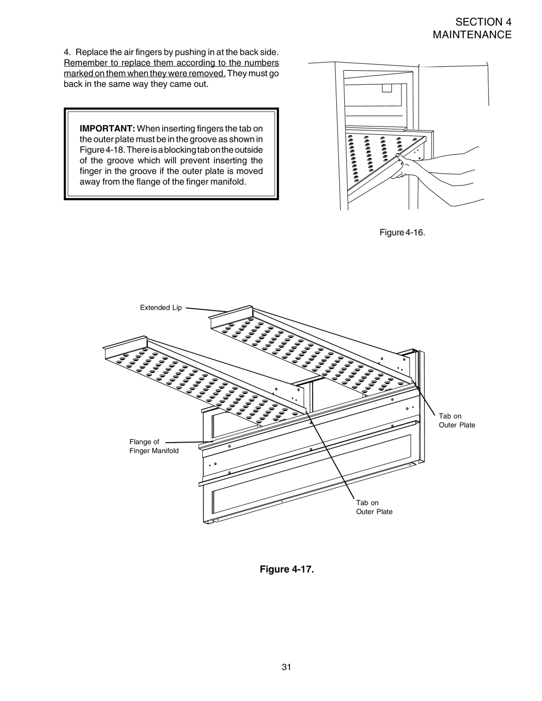 Middleby Marshall PS520G installation manual Extended Lip Tab on Outer Plate Flange Finger Manifold 