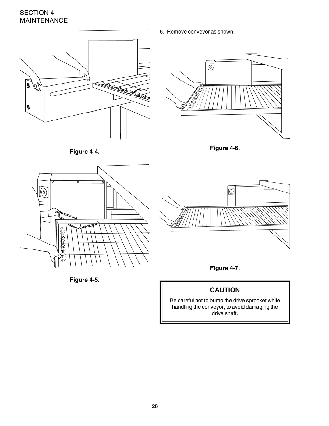 Middleby Marshall PS520G installation manual Figure Figure, Remove conveyor as shown 