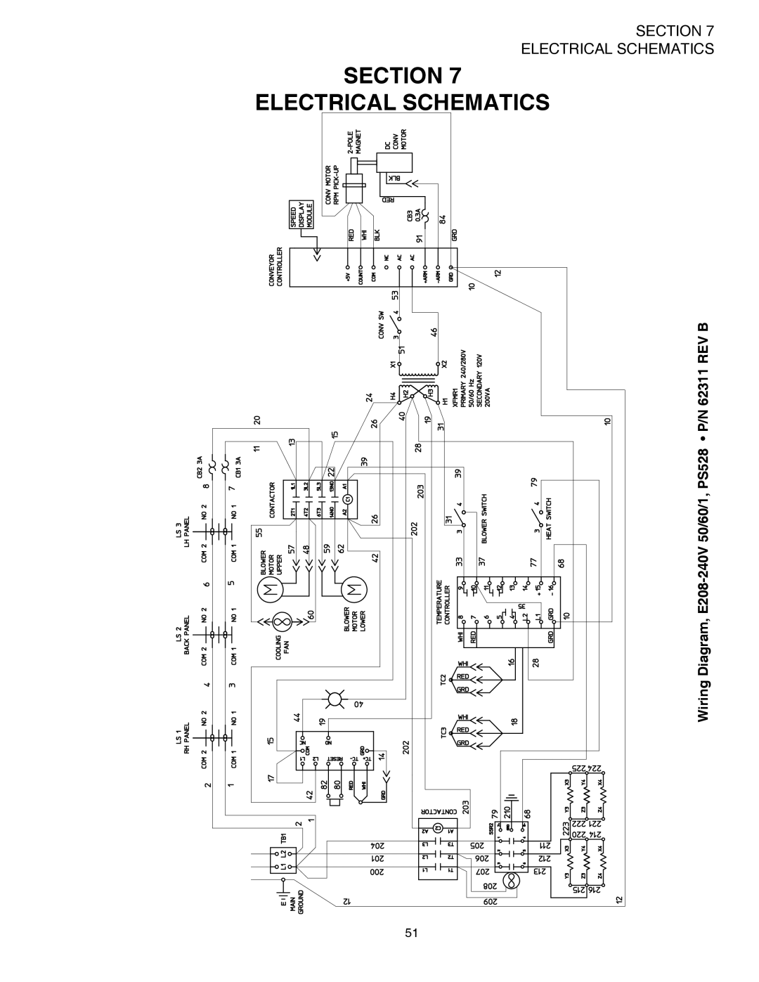 Middleby Marshall PS528 (Double), PS528E, PS528 (Triple) installation manual Section Electrical Schematics 