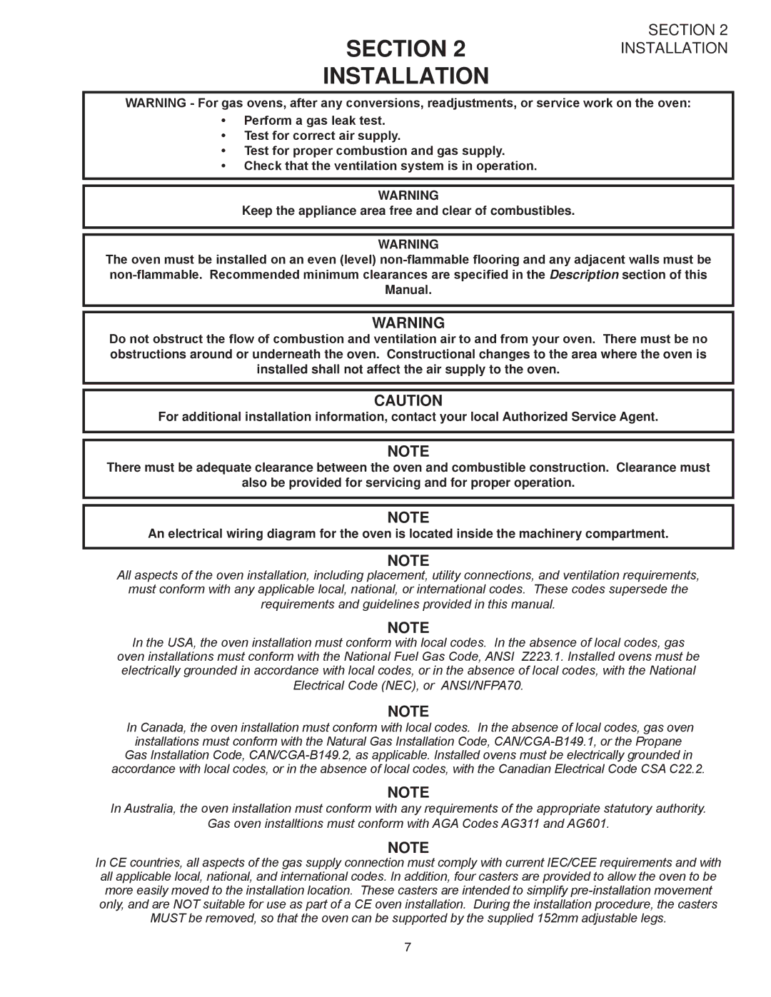 Middleby Marshall PS528G installation manual Section Installation 