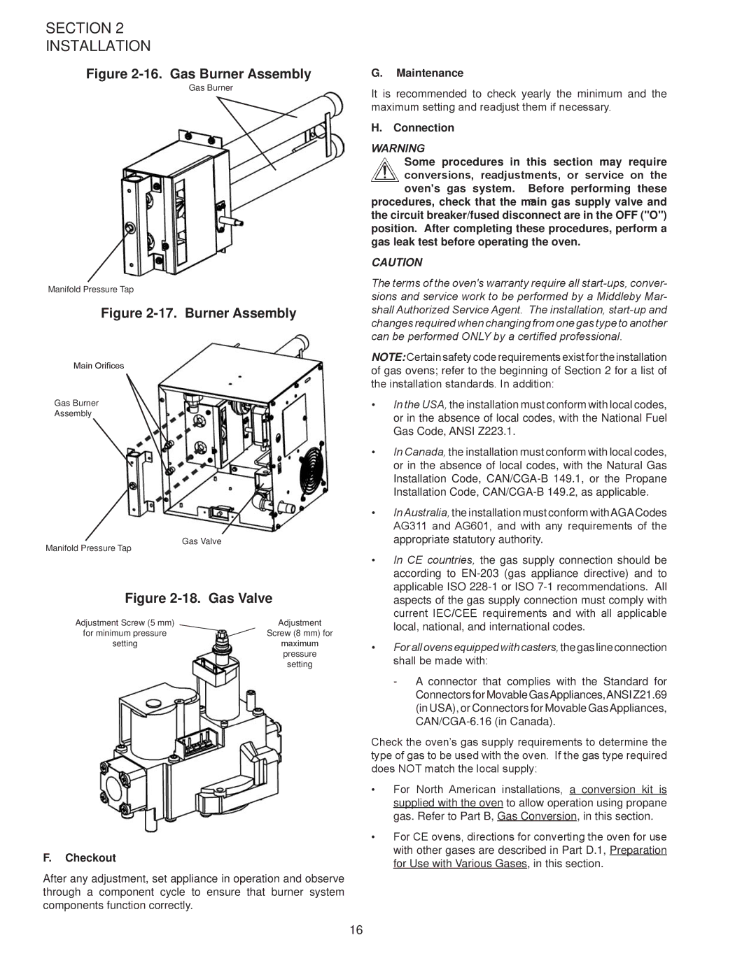 Middleby Marshall PS528G installation manual Gas Burner Assembly 