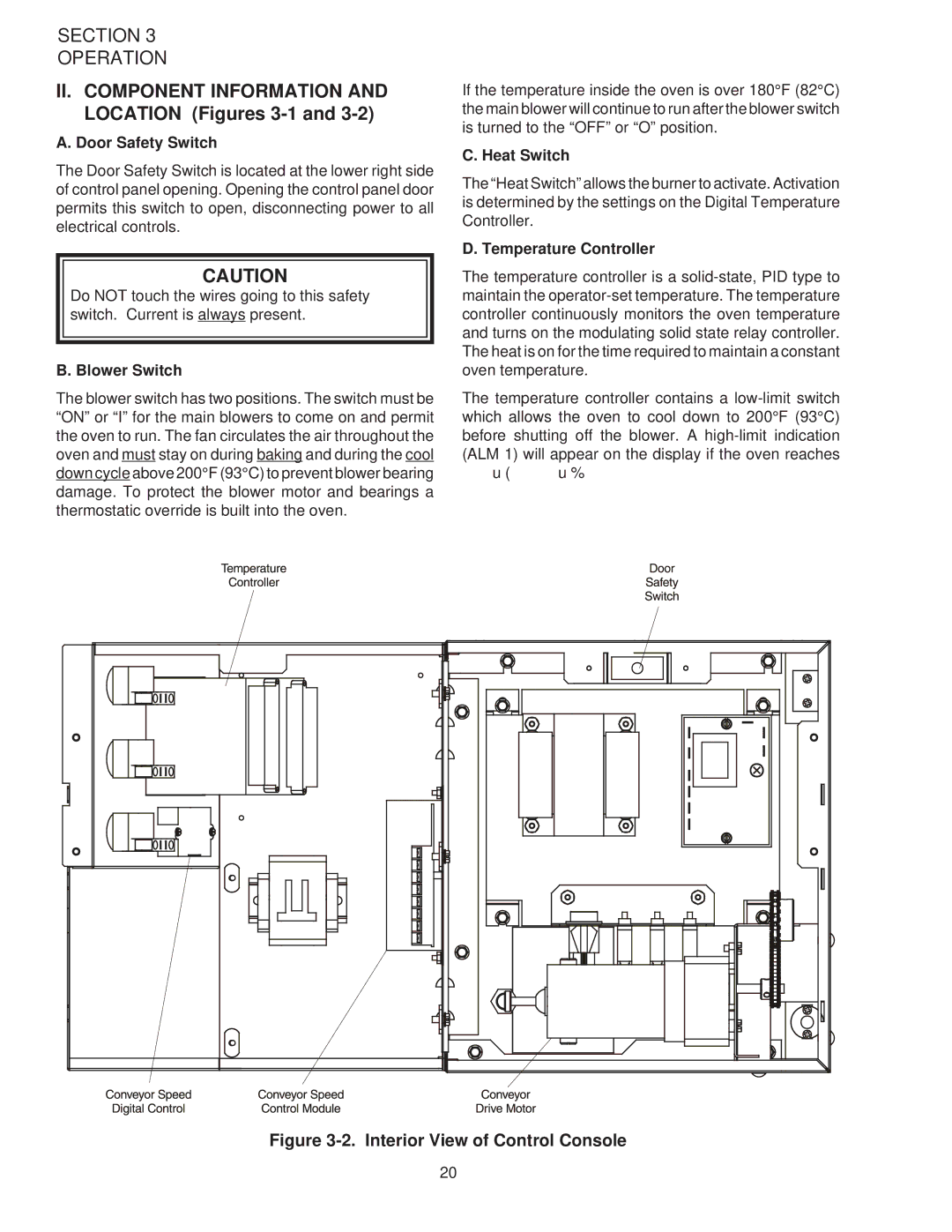 Middleby Marshall PS528G installation manual Door Safety Switch, Blower Switch, Heat Switch, Temperature Controller 