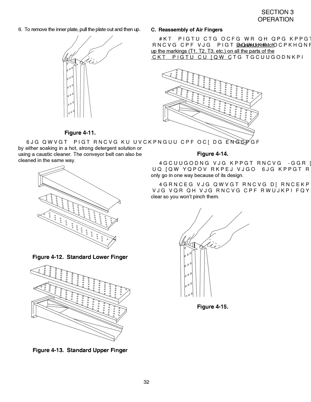 Middleby Marshall PS528G installation manual Standard Lower Finger, Reassembly of Air Fingers 