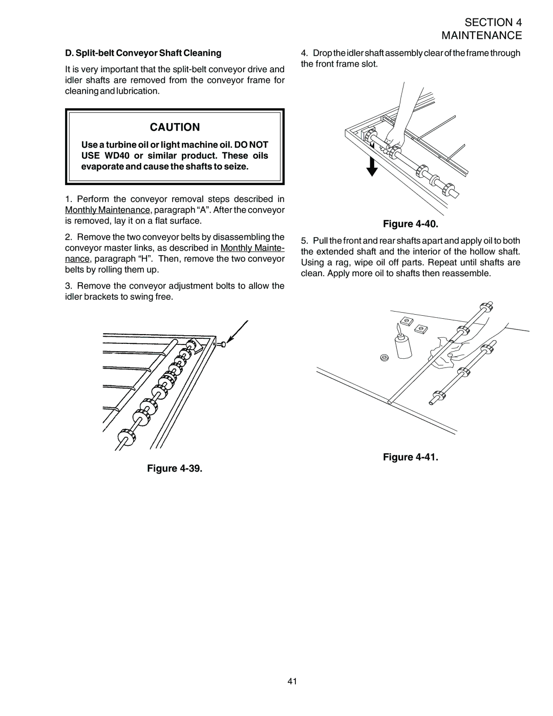 Middleby Marshall PS536-Series installation manual Split-belt Conveyor Shaft Cleaning 