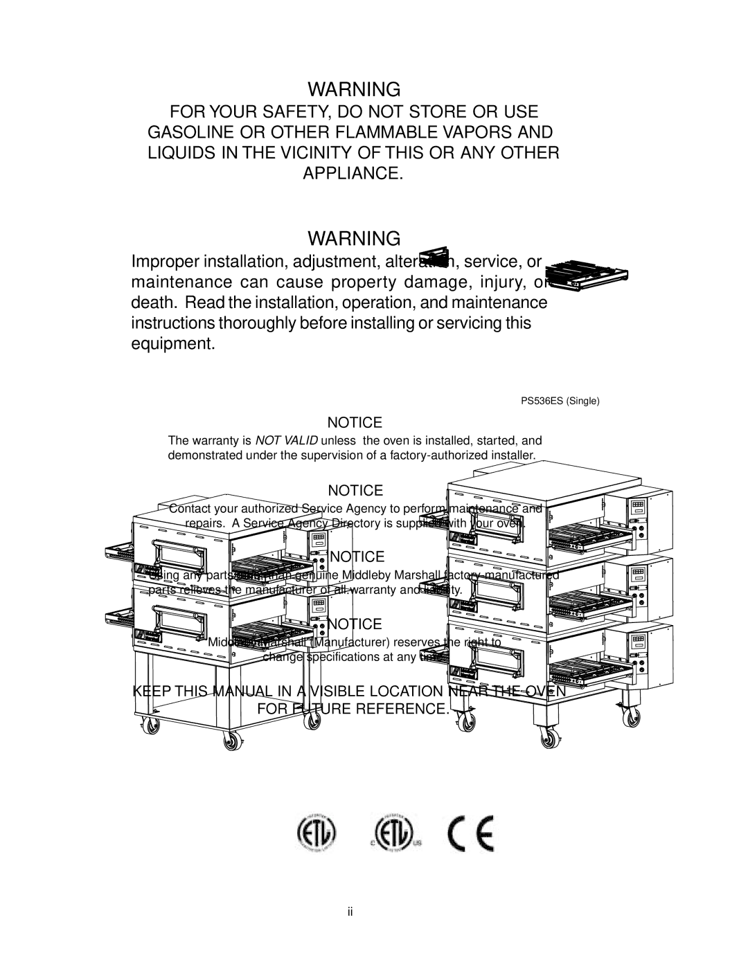 Middleby Marshall PS536ES installation manual 