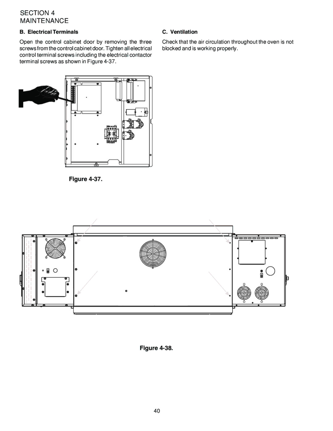 Middleby Marshall PS536ES installation manual Electrical Terminals, Ventilation 