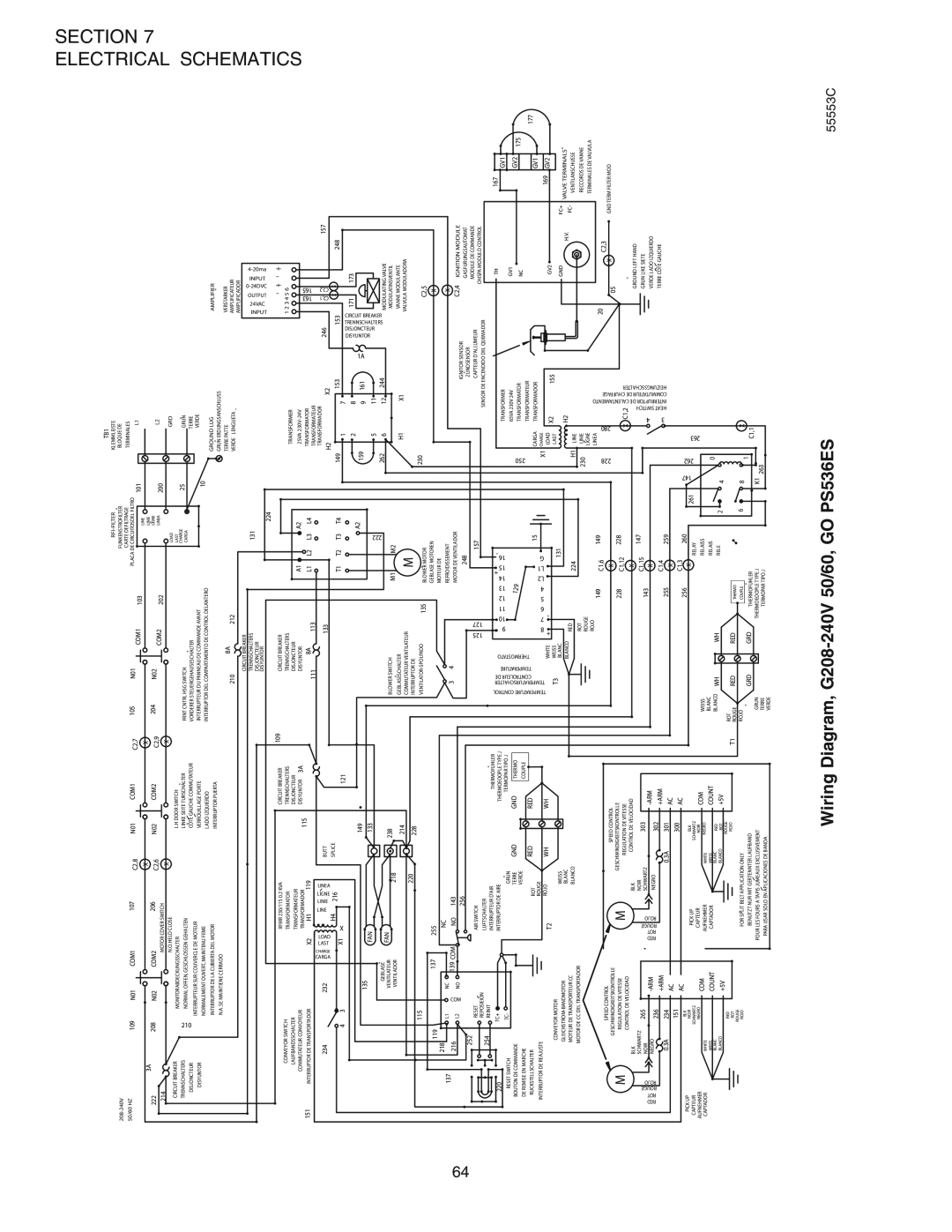 Middleby Marshall installation manual Wiring Diagram, G208-240V 50/60, GO PS536ES, 55553C 