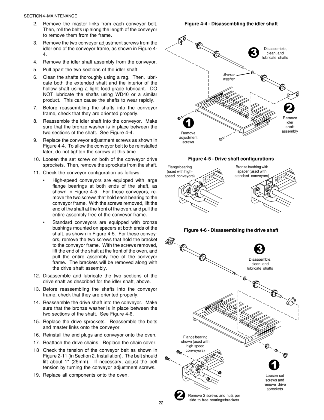 Middleby Marshall PS536GS manual Disassembling the idler shaft 