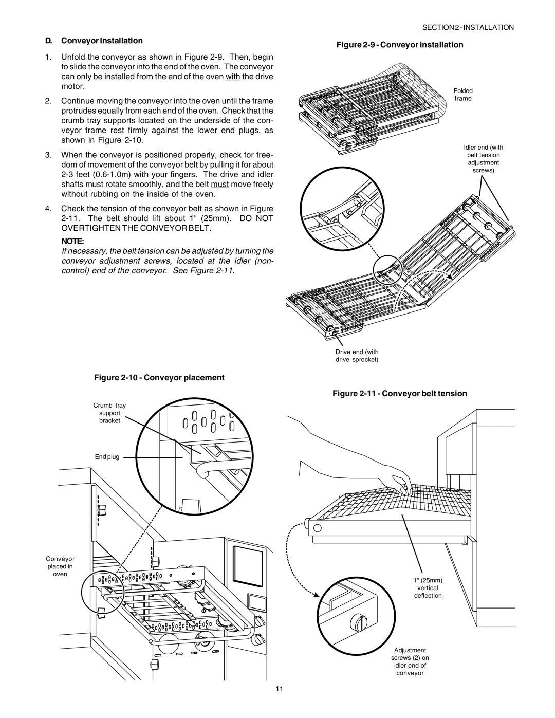 Middleby Marshall PS53GS Gas manual Conveyor Installation, Conveyor placement 