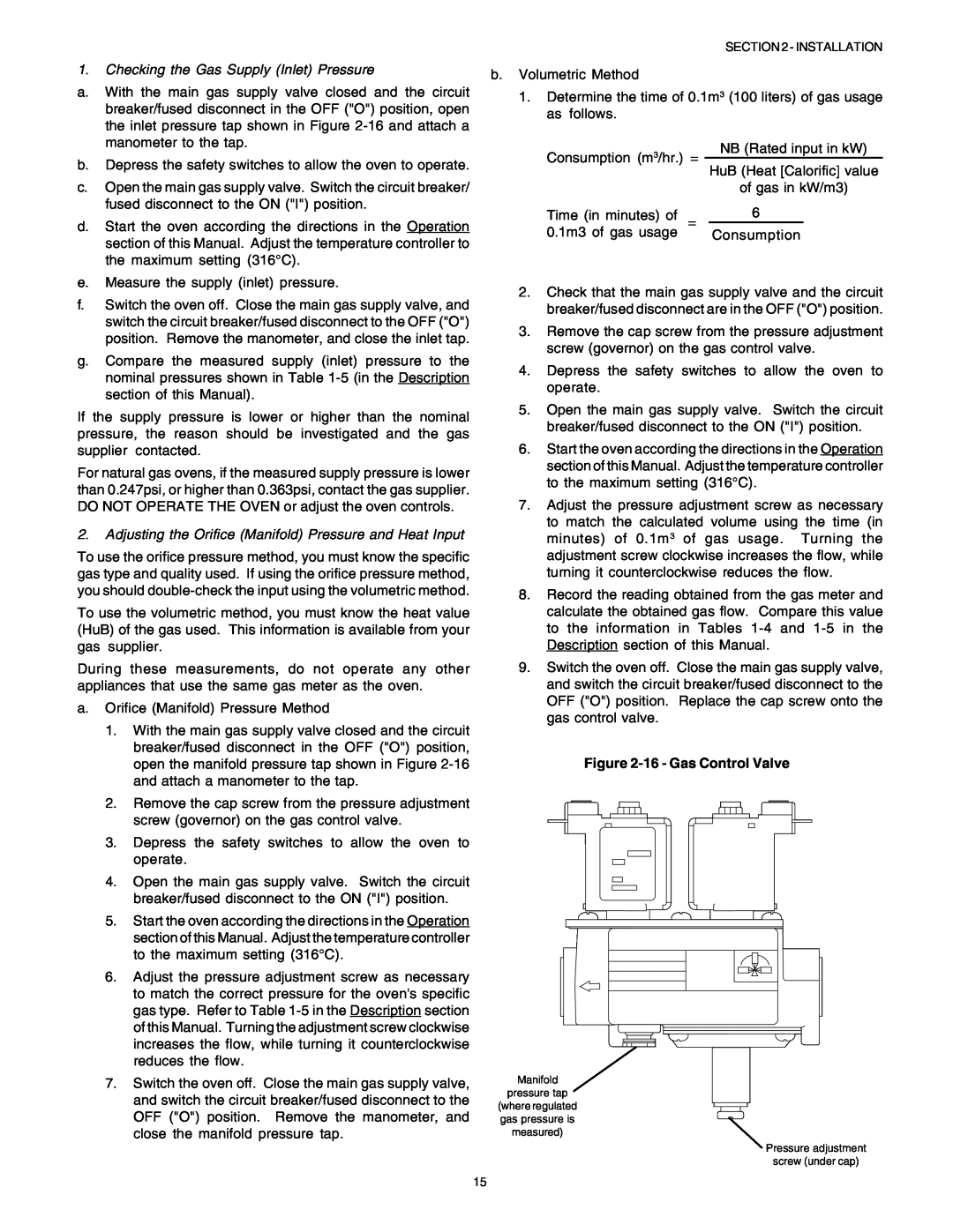 Middleby Marshall PS53GS Gas manual Checking the Gas Supply Inlet Pressure, 16 - Gas Control Valve 