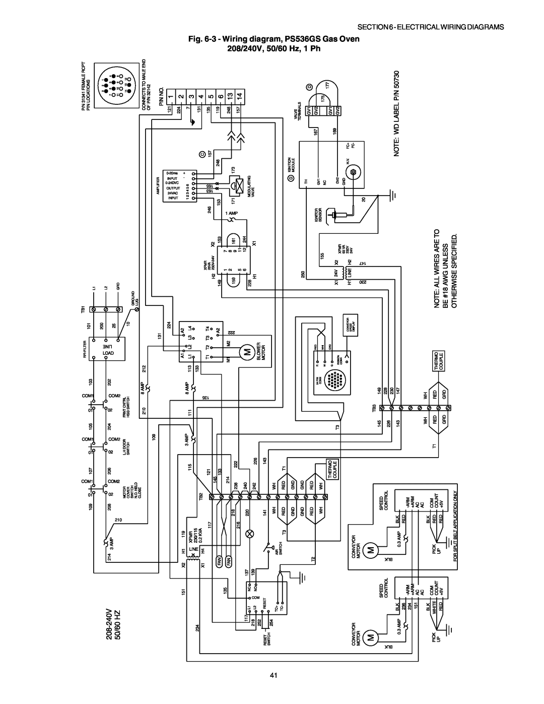 Middleby Marshall PS53GS Gas 3 - Wiring diagram, PS536GS Gas Oven 208/240V, 50/60 Hz, 1 Ph, Electrical Wiring Diagrams 