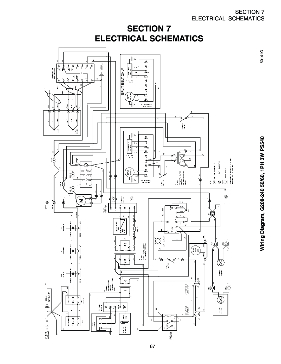 Middleby Marshall installation manual Section Electrical Schematics, Wiring Diagram, G208-24050/60, 1PH 3W PS540 