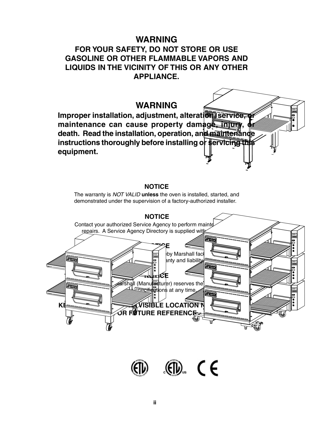 Middleby Marshall PS540 (Triple), PS540E, PS540 (Double) installation manual 