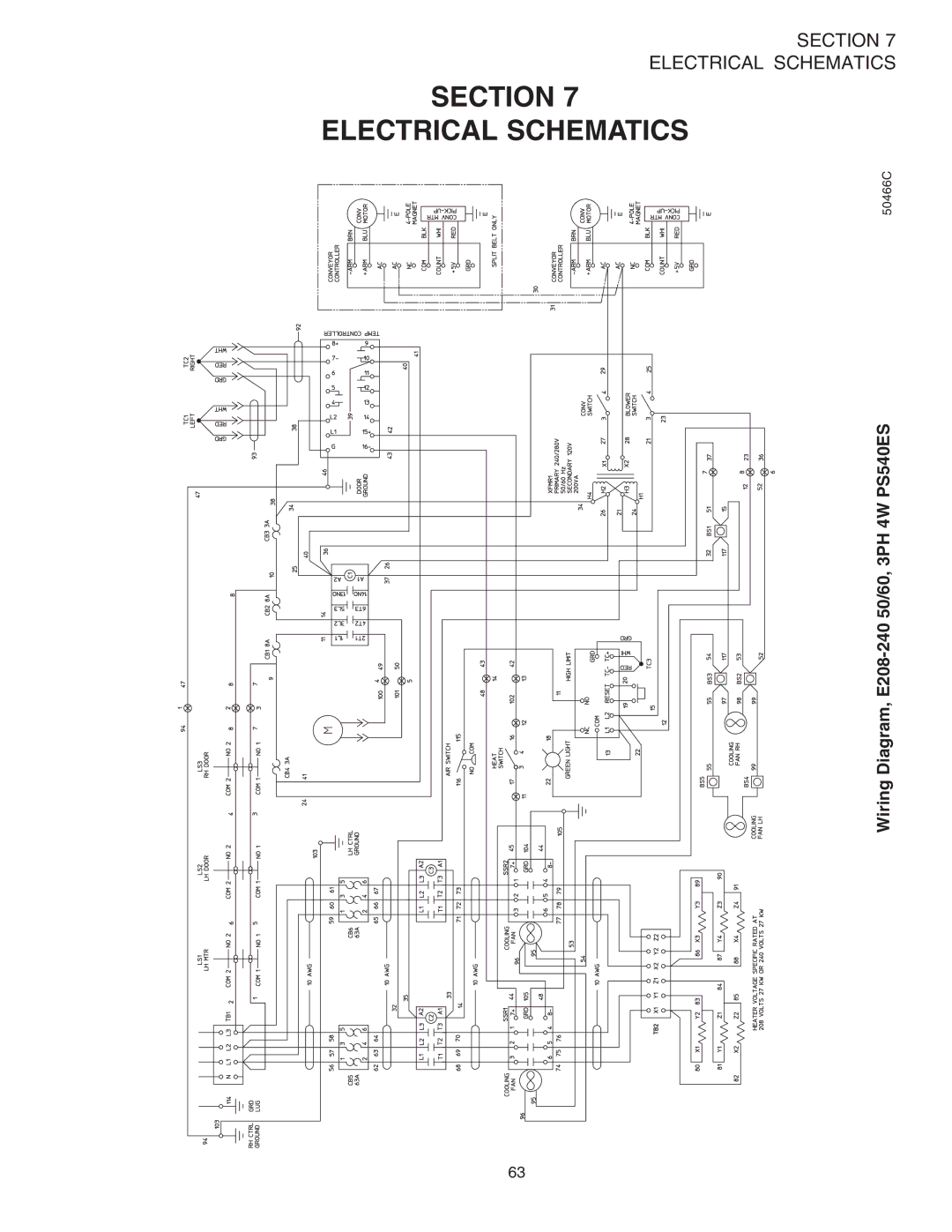 Middleby Marshall PS540 (Double), PS540E, PS540 (Triple) installation manual Section Electrical Schematics 