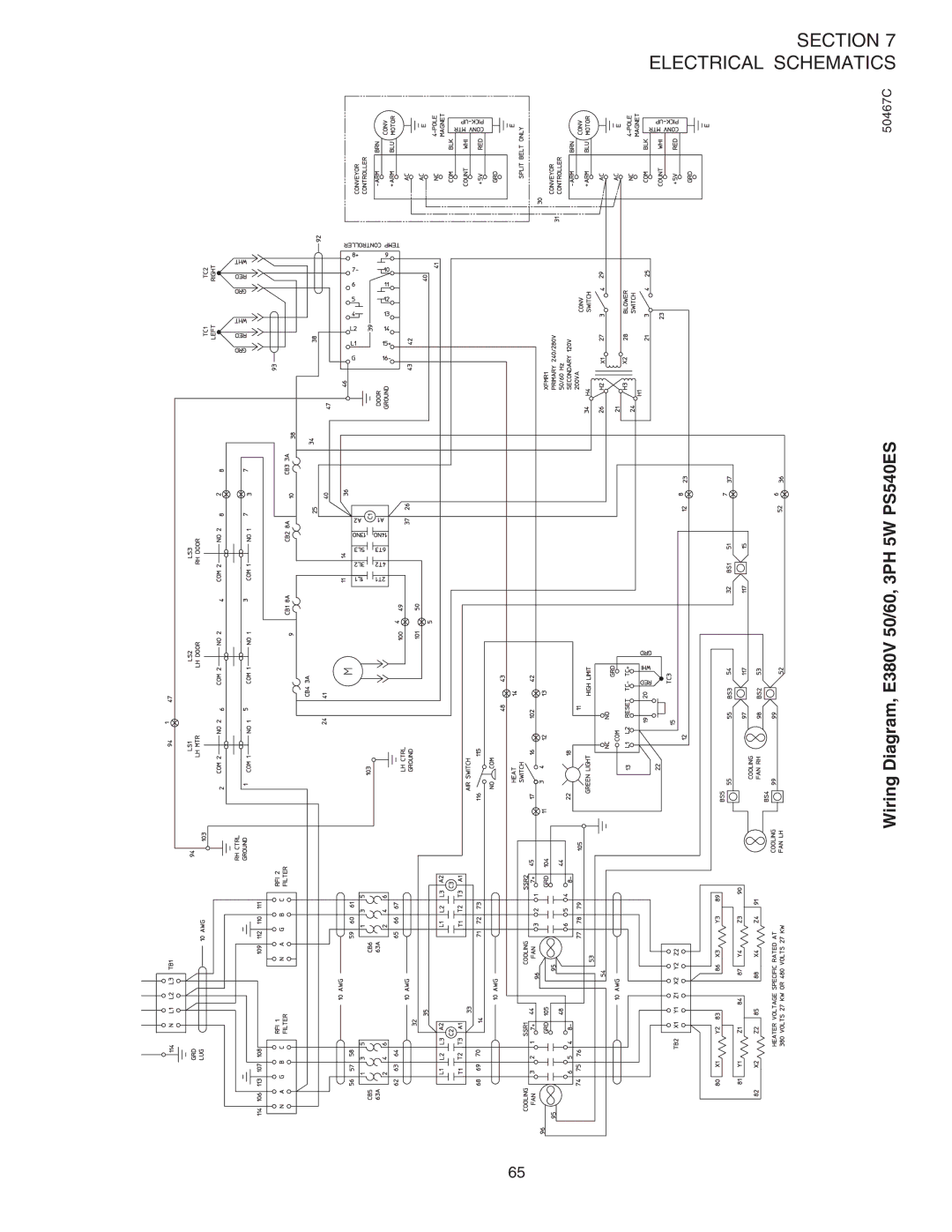 Middleby Marshall PS540 (Double), PS540 (Triple) installation manual Wiring Diagram, E380V 50/60, 3PH 5W PS540ES 