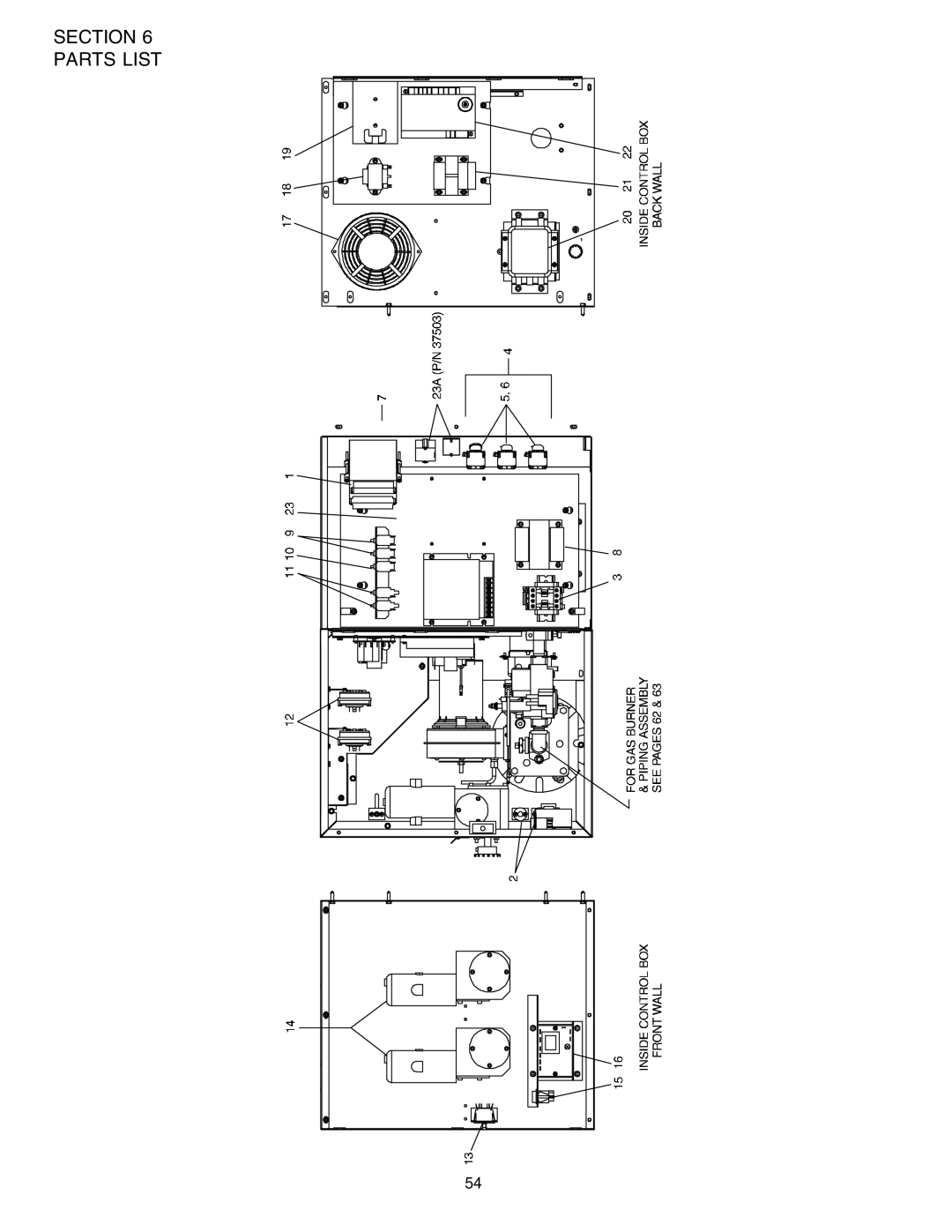 Middleby Marshall PS540G installation manual Section Parts List 