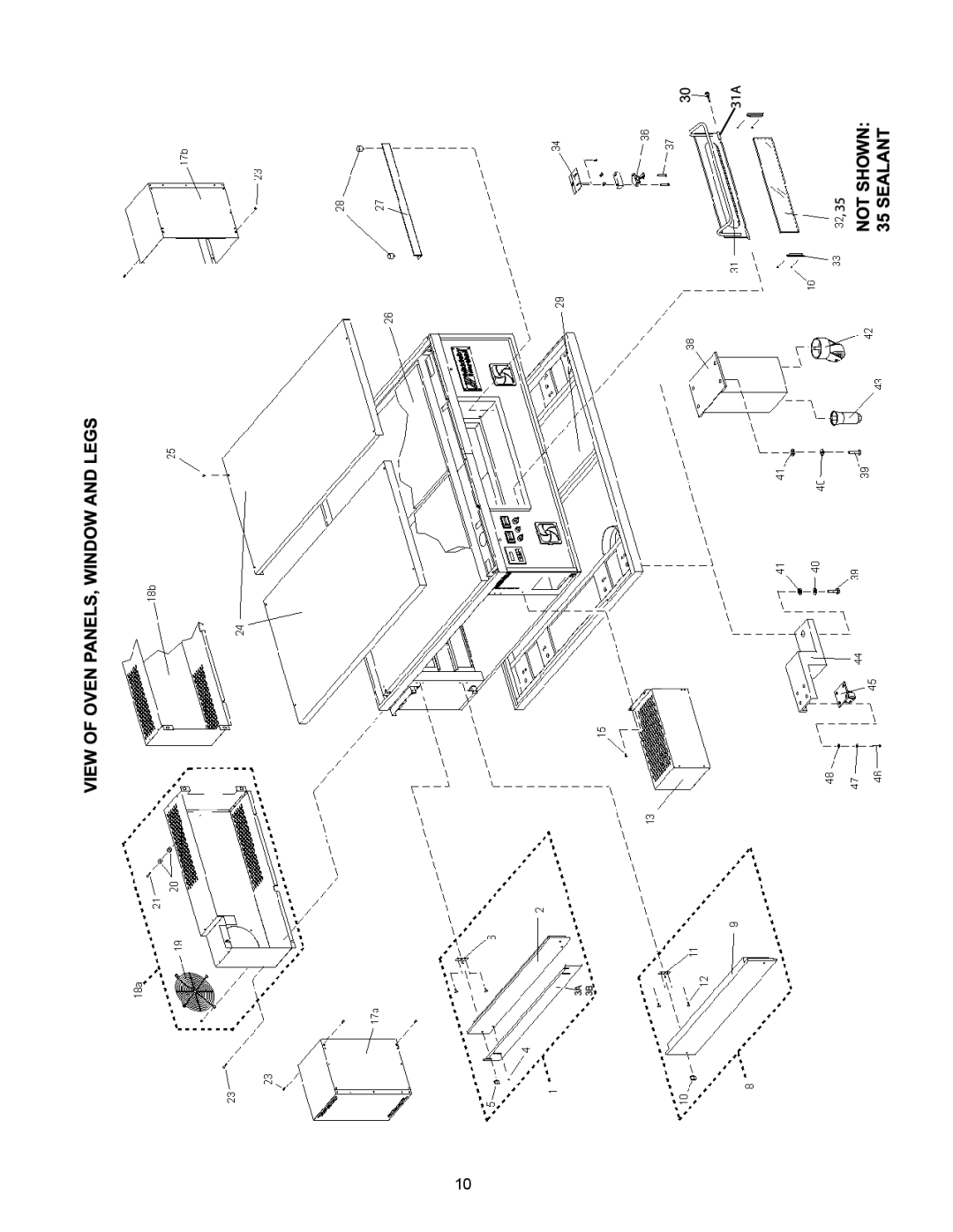 Middleby Marshall PS555 manual View of Oven PANELS, Window and Legs 