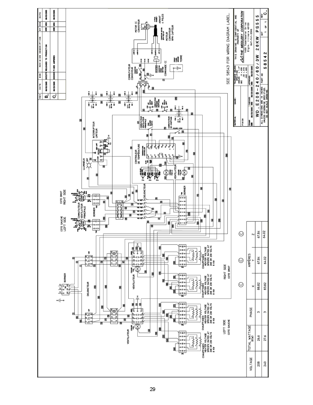 Middleby Marshall PS555 manual Wiring Diagram US 26KW208/240V 