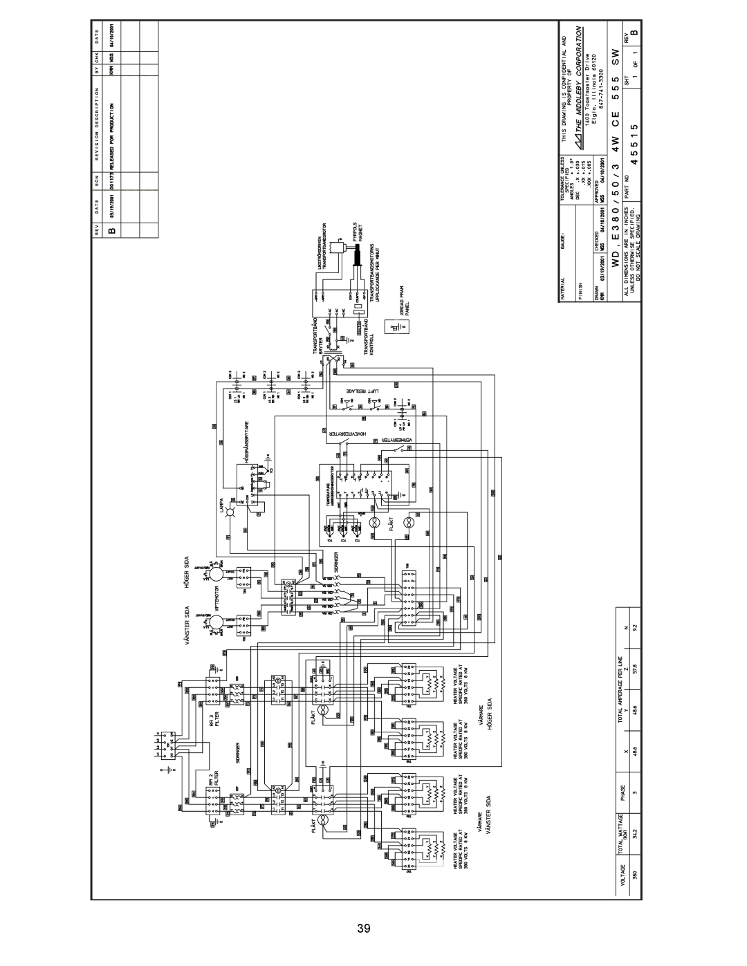 Middleby Marshall PS555 manual Wiring Diagram SW CE 380V 3-PHASE 