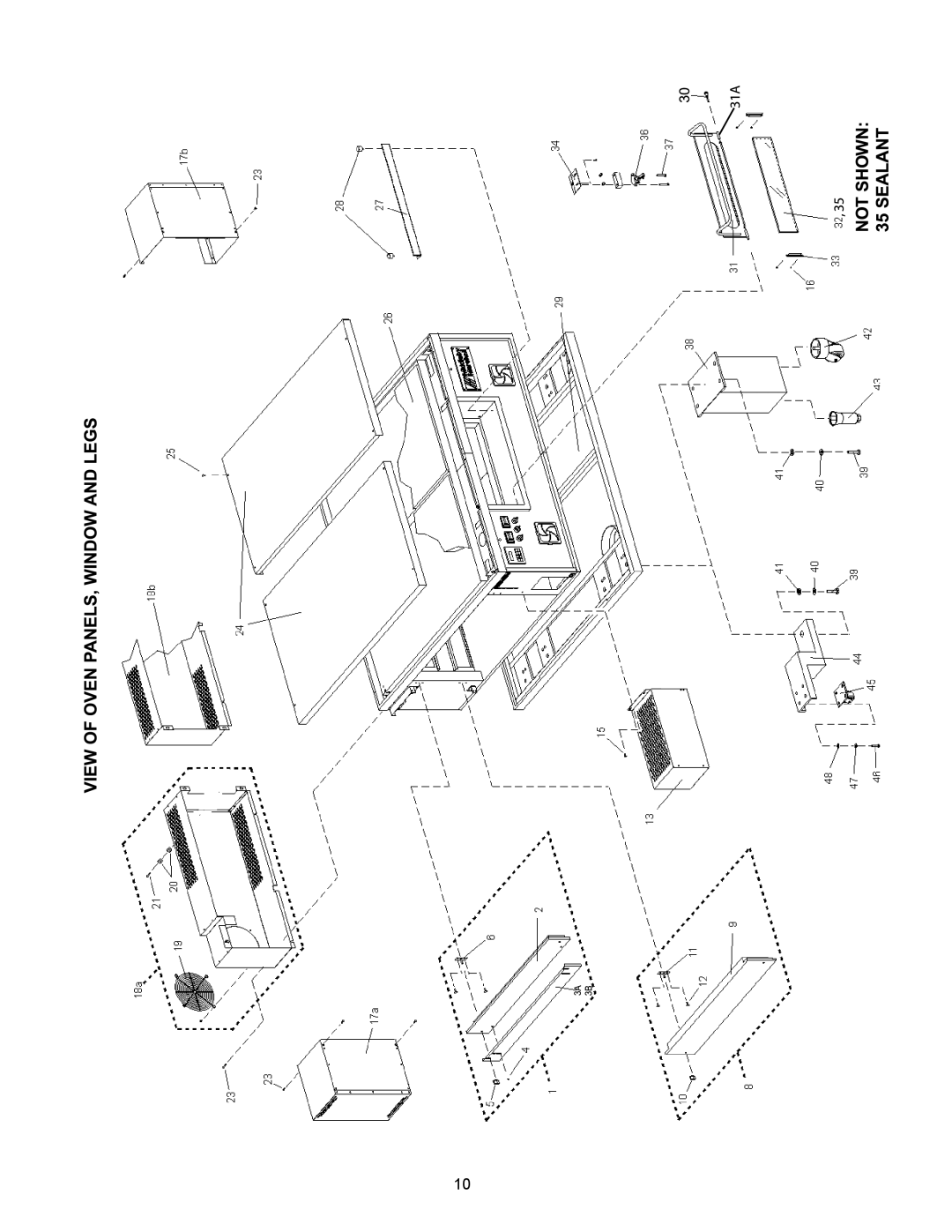 Middleby Marshall PS555 manual View Of Oven Panels, Window And Legs 