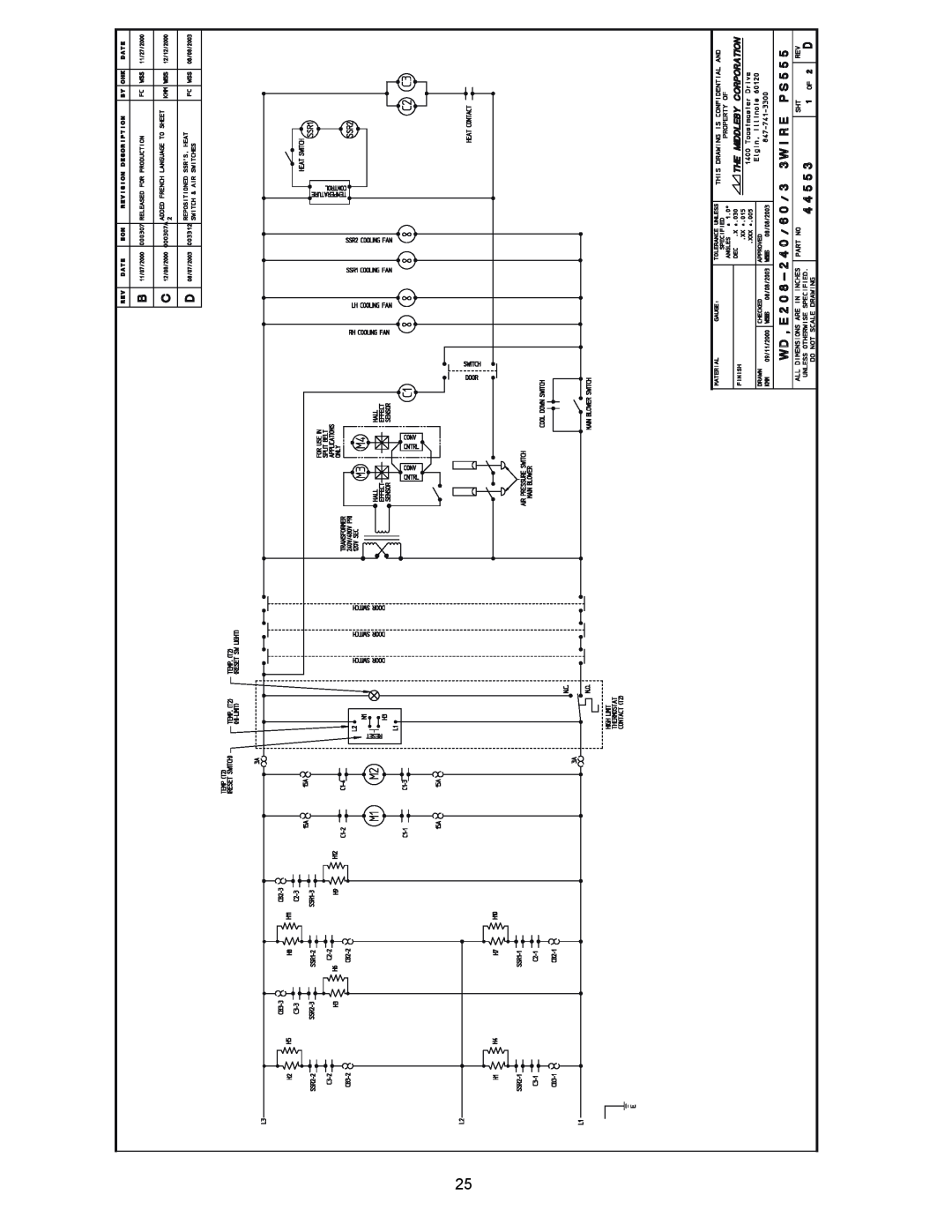 Middleby Marshall PS555 manual LADDER DIAGRAM US 208/240V 44553D, Phase Sheet 