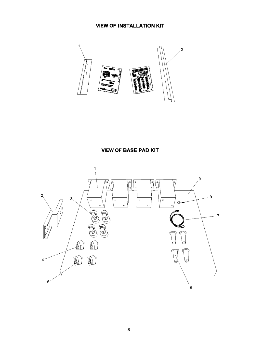 Middleby Marshall PS555 manual View Of Installation Kit & Base Pad Kit 