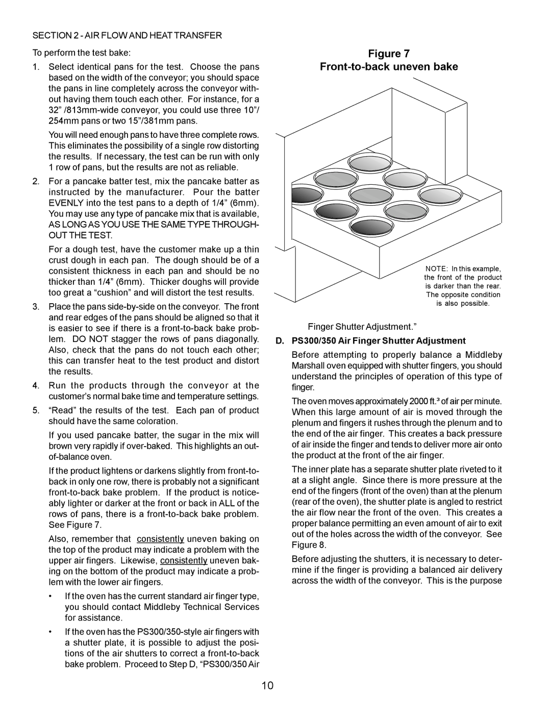 Middleby Marshall PS224 PS310, PS570, PS360, PS200, PS555 Front-to-back uneven bake, PS300/350 Air Finger Shutter Adjustment 