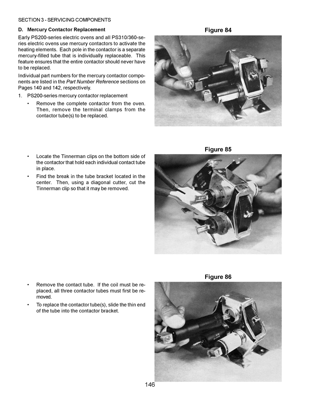 Middleby Marshall PS555, PS570, PS360, PS200, PS220, PS224 PS310 manual 146, Mercury Contactor Replacement 