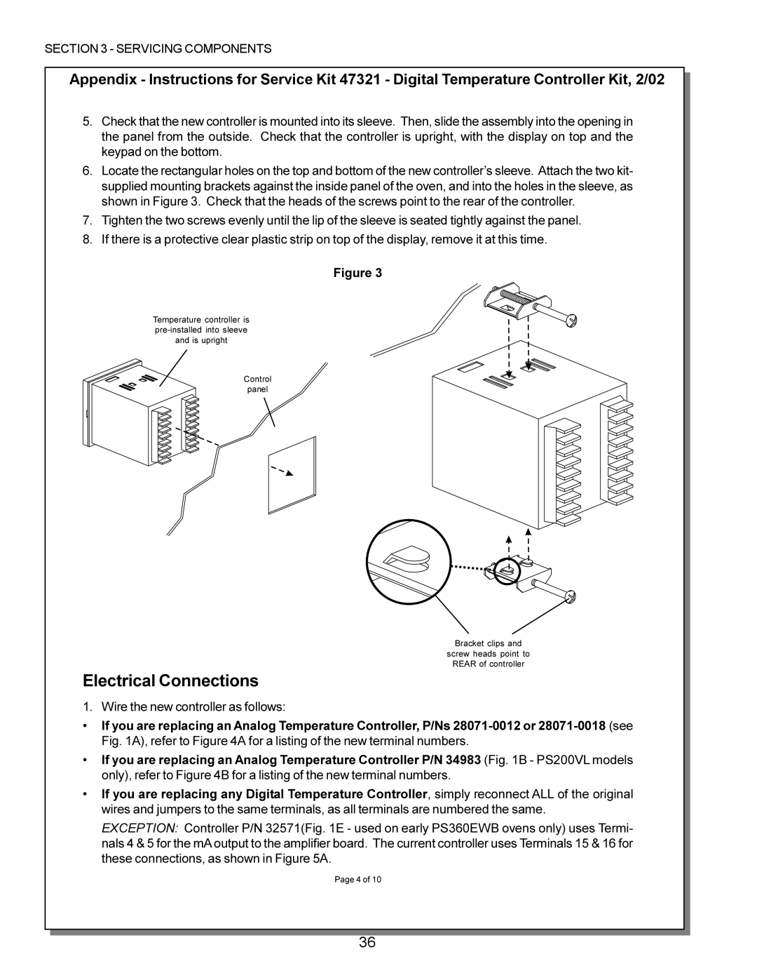 Middleby Marshall PS360, PS570, PS200, PS555, PS220, PS224 PS310 manual Electrical Connections 