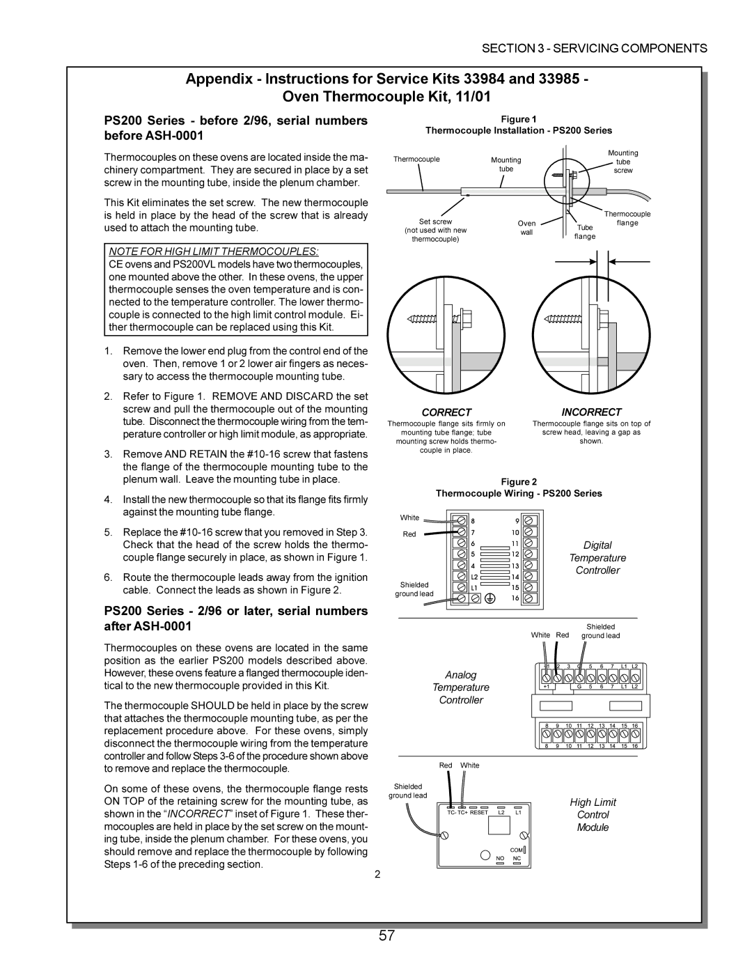 Middleby Marshall PS220, PS570, PS360, PS555, PS224 PS310 manual PS200 Series before 2/96, serial numbers before ASH-0001 