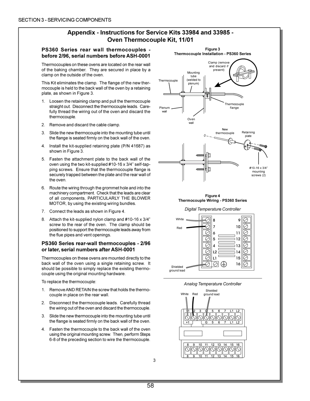 Middleby Marshall PS224 PS310, PS570, PS200, PS555, PS220 manual Thermocouple Wiring PS360 Series 